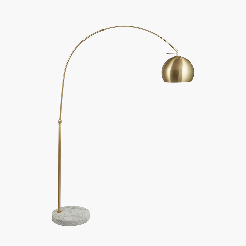 Feliciani Brushed Brass Metal & White Marble Floor Lamp